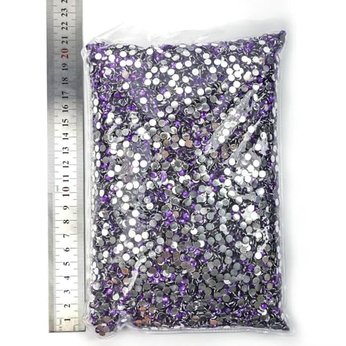 Harz-Strasssteine ohne Hotfix, flache Rückseite, Kristalle, Strass, Glitzerstein, großes Paket für DIY-Nägel, 10 dk Amethyst, 5 mm SS20 – 15000 Stück von DEFRTG