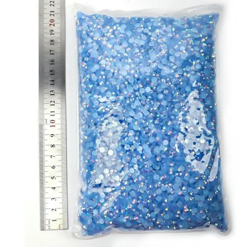 Harz-Strasssteine ohne Hotfix, flache Rückseite, Kristalle, Strass, Glitzerstein, großes Paket für DIY-Nägel, 42 Lt Sapphire AB, 3,0 mm SS10 – 50000 Stück von DEFRTG