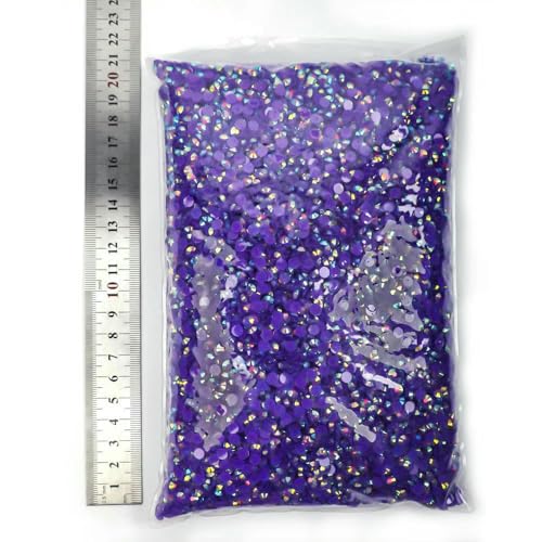 Harz-Strasssteine ohne Hotfix, flache Rückseite, Kristalle, Strass, Glitzerstein, großes Paket für DIY-Nägel, 47 Dk Amethyst AB, 6 mm SS30 – 5000 Stück von DEFRTG