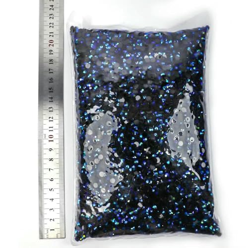 Harz-Strasssteine ohne Hotfix, flache Rückseite, Kristalle, Strass, Glitzerstein, großes Paket für DIY-Nägel, Jet Base Sapphire AB, 3,0 mm SS10 – 50000 Stück von DEFRTG