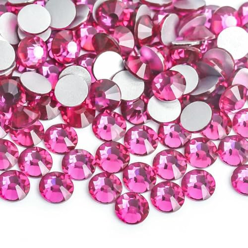 Hellrosa/Rosa Glas 3D Nail Art Strasssteine SS3 SS4 SS5 SS6 SS8 SS10 SS12 SS16 SS20 SS30 Kristallnägel Nicht HotFix Dekorationen-Fuchsia-SS34 288 Stück von DEFRTG