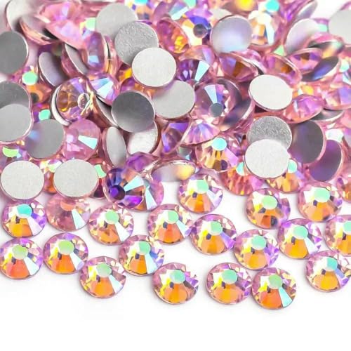Hellrosa/Rosa Glas 3D Nail Art Strasssteine SS3 SS4 SS5 SS6 SS8 SS10 SS12 SS16 SS20 SS30 Kristallnägel Nicht HotFix Dekorationen - Hellrosa AB - Gemischte Größen 5 Gramm von DEFRTG