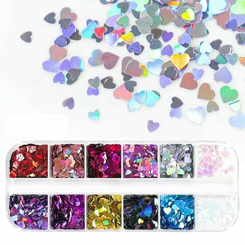 Holografisches süßes Liebesherz, Nagelkunst, Glitzer-Pailletten, leuchtende Laser-Fluoreszenz, Stern, Schmetterling, 3D-Nageldekorationen, Zubehör-12LSAX-1 Holografisches süßes Liebesherz, Nagelkunst, Glitzer-Pailletten, leuchtende Laser-Fluoreszenz, Stern, Schmetterling, 3D-Nageldekorationen, Zubehör-12LSAX-1 von DEFRTG