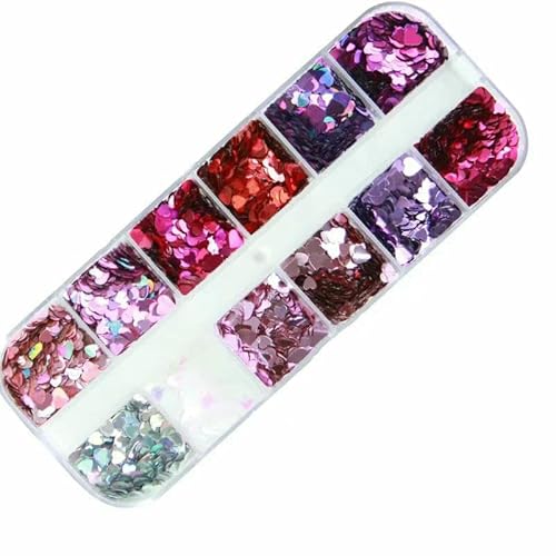 Holografisches süßes Liebesherz, Nagelkunst, Glitzer-Pailletten, leuchtende Laser-Fluoreszenz, Stern, Schmetterling, 3D-Nageldekorationen, Zubehör-12LSAX-2 Holografisches süßes Liebesherz, Nagelkunst, Glitzer-Pailletten, leuchtende Laser-Fluoreszenz, Stern, Schmetterling, 3D-Nageldekorationen, Zubehör-12LSAX-2 von DEFRTG