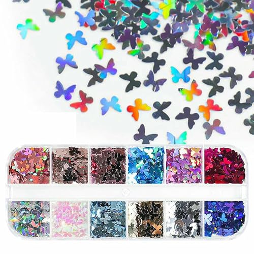 Holografisches süßes Liebesherz, Nagelkunst, Glitzer-Pailletten, leuchtende Laser-Fluoreszenz, Stern, Schmetterling, 3D-Nageldekorationen, Zubehör-12LSBF-3 Holografisches süßes Liebesherz, Nagelkunst, Glitzer-Pailletten, leuchtende Laser-Fluoreszenz, Stern, Schmetterling, 3D-Nageldekorationen, Zubehör-12LSBF-3 von DEFRTG