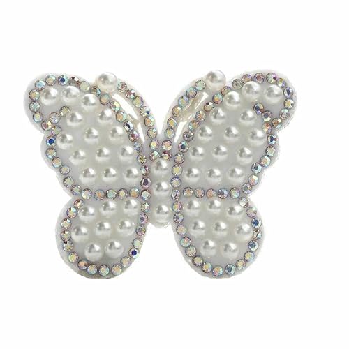 Hotfix-Patch aus Vliesperlen, handgefertigt, mit Kristall-AB-Strasssteinen, Schmetterling, Herz, Kronenform, Zubehör für Kleidung, DIY-Schmetterling, 10 Stück von DEFRTG
