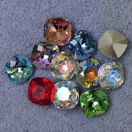 Kissenschliff 5A Glas-Strasssteine, lose, 10 Stück, Pointback, Nagelkunst, selbstklebendes Zubehör, Kristalle, DIY-Schmuckherstellung, Steine, ge Kissenschliff 5A Glas-Strasssteine, lose, 10 Stück, Pointback, Nagelkunst, selbstklebendes Zubehör, Kristalle, DIY-Schmuckherstellung, Steine, ge von DEFRTG