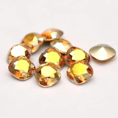 Kissenschliff 5A Glas-Strasssteine, lose, 10 Stück, Pointback, Nagelkunst, selbstklebendes Zubehör, Kristalle, DIY-Schmuckherstellung, Steine – von DEFRTG