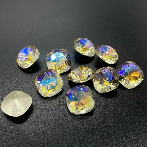 Kissenschliff 5A Glas-Strasssteine, lose, 10 Stück, Pointback, Nagelkunst, selbstklebendes Zubehör, Kristalle, DIY-Schmuckherstellung, Steine – von DEFRTG
