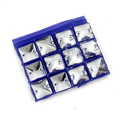 Klare Strasssteine zum Nähen, verschiedene Formen, Glitzerkristall, Kleidungszubehör, flache Rückseite, Strasssteine zum Aufnähen für Handarbeiten, transparent, 14,0 mm, 24 Stück von DEFRTG