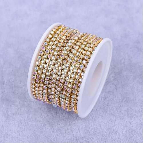 Kristall 10 Yard Strassbesatz Steinbecherkette Gold Diamant Strass Dekorative Applikation Kristallbesatz für Kleider-AB mit Gold-SS8-1 Yard Kristall 10 Yard Strassbesatz Steinbecherkette Gold Diamant Strass Dekorative Applikation Kristallbesatz für Kleider-AB mit Gold-SS8-1 Yard von DEFRTG