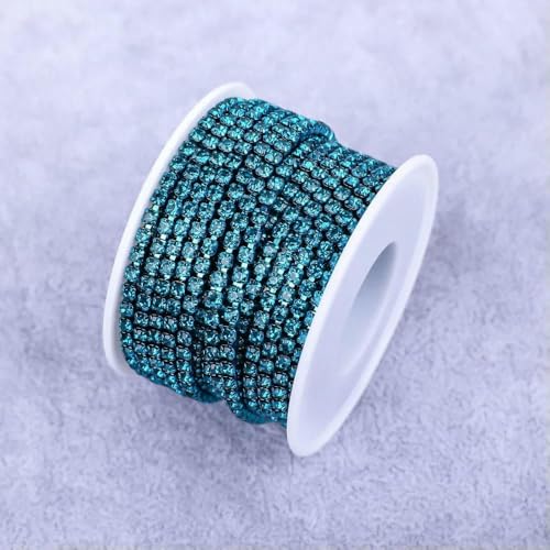 Kristall 10 Yard Strassbesatz Steinbecherkette Gold Diamant Strass Dekorative Applikation Kristallbesatz für Kleider-Blauer Zirkon-SS12-1 Yard von DEFRTG