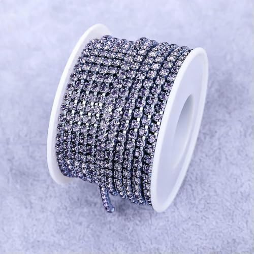 Kristall 10 Yard Strassbesatz Steinbecherkette Gold Diamant Strass Dekorative Applikation Kristallbesatz für Kleider-Violett-SS8-1 Yard von DEFRTG