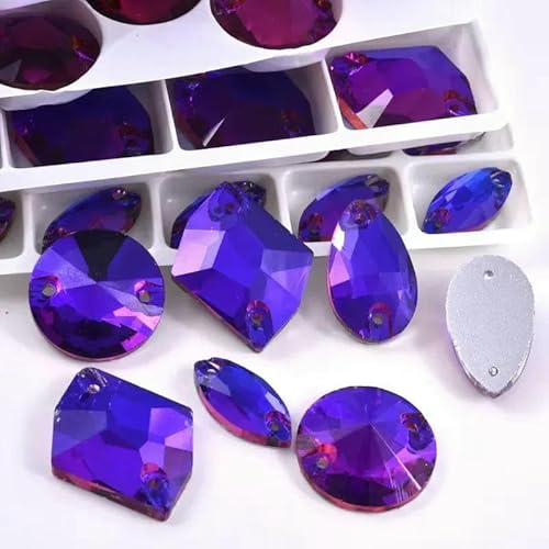 Lila Samt-Mix-Formen zum Aufnähen, Strasssteine, Glitzerglas, flache Rückseite, Nähen von Kristallsteinen für Kleidung, Accessoires, Schuhe, Mix-Form, 100 Stück Lila Samt-Mix-Formen zum Aufnähen, Strasssteine, Glitzerglas, flache Rückseite, Nähen von Kristallsteinen für Kleidung, Accessoires, Schuhe, Mix-Form, 100 Stück von DEFRTG