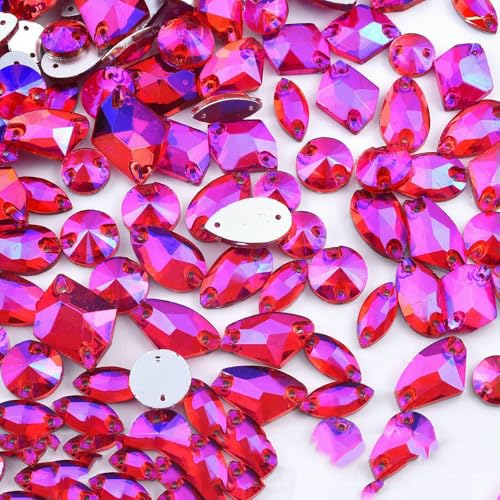 Mix Size Lt SiamAB Glas-Strasssteine zum Aufnähen, flache Rückseite, für Kleidung, Accessoires, Hochzeitskleid, Mix-Form, 20 Stück Mix Size Lt SiamAB Glas-Strasssteine zum Aufnähen, flache Rückseite, für Kleidung, Accessoires, Hochzeitskleid, Mix-Form, 20 Stück von DEFRTG