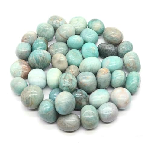 Natürlicher Trommelstein, ozeanblauer Obsidian, Heilkristall, Reiki, Quarz, Mineralprobe, Aquarium, Garten, Heimdeko, Amazonit, 1000 g von DEFRTG