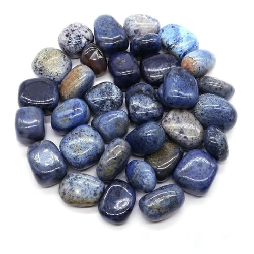 Natürlicher Trommelstein, ozeanblauer Obsidian, Heilkristall, Reiki, Quarz, Mineralprobe, Aquarium, Garten, Heimdeko, Dumortierit, 1000 g von DEFRTG