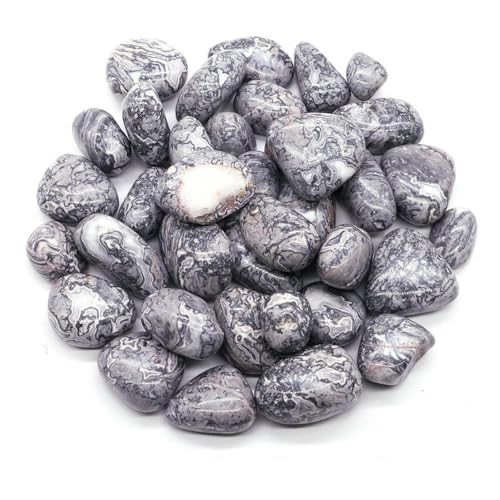 Natürlicher Trommelstein, ozeanblauer Obsidian, Heilkristall, Reiki, Quarz, Mineralprobe, Aquarium, Garten, Heimdeko, Landschaftsjaspis, 1000 g von DEFRTG