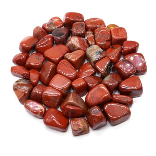 Natürlicher Trommelstein, ozeanblauer Obsidian, Heilkristall, Reiki, Quarz, Mineralprobe, Aquarium, Garten, Heimdeko, Roter Jaspis, 1000 g von DEFRTG