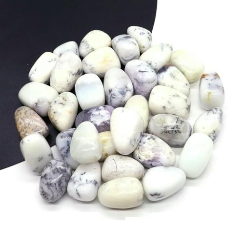 Natürlicher Trommelstein, ozeanblauer Obsidian, Heilkristall, Reiki, Quarz, Mineralprobe, Aquarium, Garten, Heimdeko, dendritischer Opal, 1000 g von DEFRTG