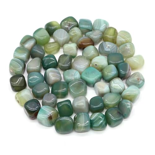 Natürlicher Trommelstein, ozeanblauer Obsidian, Heilkristall, Reiki, Quarz, Mineralprobe, Aquarium, Garten, Heimdeko, grün gestreifter Achat, 1000 g von DEFRTG