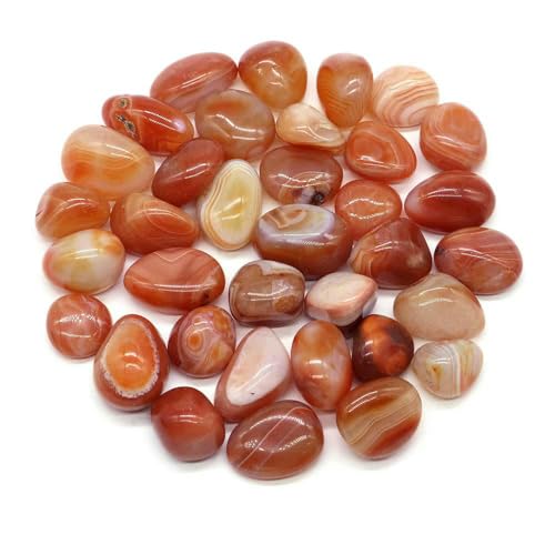 Natürlicher Trommelstein, ozeanblauer Obsidian, Heilkristall, Reiki, Quarz, Mineralprobe, Aquarium, Garten, Heimdeko, rot gestreifter Achat, 1000 g von DEFRTG