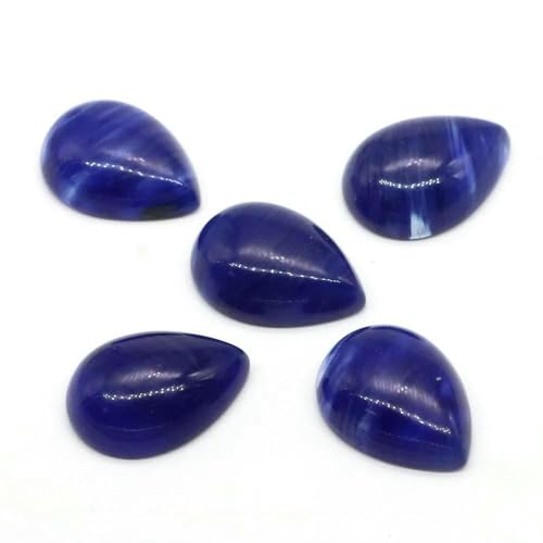 Naturstein-Wassertropfen-Cabochon-Perlen, 13 x 18 mm, flache Rückseite, Cabochon-Kamee, Abstandshalter für Schmuckherstellung, DIY-Ring, Ohrring, Anhänger, Halskette, Blaue Wassermel von DEFRTG