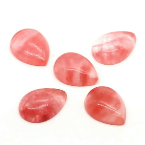 Naturstein-Wassertropfen-Cabochon-Perlen, 13 x 18 mm, flache Rückseite, Cabochon-Kamee, Abstandshalter für Schmuckherstellung, DIY-Ring, Ohrring, Anhänger, Halskette, Kirschquarz, 20 Naturstein-Wassertropfen-Cabochon-Perlen, 13 x 18 mm, flache Rückseite, Cabochon-Kamee, Abstandshalter für Schmuckherstellung, DIY-Ring, Ohrring, Anhänger, Halskette, Kirschquarz, 20 von DEFRTG