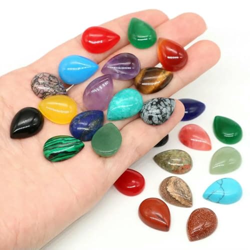 Naturstein-Wassertropfen-Cabochon-Perlen, 13 x 18 mm, flache Rückseite, Cabochon-Kamee, Abstandshalter für Schmuckherstellung, DIY-Ring, Ohrringe, Anhänger, Halskette – Steine – 10 Naturstein-Wassertropfen-Cabochon-Perlen, 13 x 18 mm, flache Rückseite, Cabochon-Kamee, Abstandshalter für Schmuckherstellung, DIY-Ring, Ohrringe, Anhänger, Halskette – Steine – 10 von DEFRTG