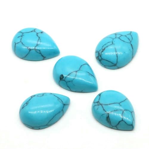 Naturstein-Wassertropfen-Cabochon-Perlen, 13 x 18 mm, flache Rückseite, Cabochon-Kamee-Abstandshalter für Schmuckherstellung, DIY-Ring, Ohrring, Anhänger, Halskette, Blau-Türkis, 1 S Naturstein-Wassertropfen-Cabochon-Perlen, 13 x 18 mm, flache Rückseite, Cabochon-Kamee-Abstandshalter für Schmuckherstellung, DIY-Ring, Ohrring, Anhänger, Halskette, Blau-Türkis, 1 S von DEFRTG