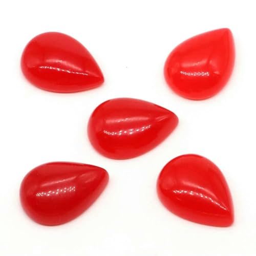 Naturstein-Wassertropfen-Cabochon-Perlen, 13 x 18 mm, flache Rückseite, Cabochon-Kamee-Abstandshalter für Schmuckherstellung, DIY-Ring, Ohrring, Anhänger, Halskette, Roter Jade, 10 S Naturstein-Wassertropfen-Cabochon-Perlen, 13 x 18 mm, flache Rückseite, Cabochon-Kamee-Abstandshalter für Schmuckherstellung, DIY-Ring, Ohrring, Anhänger, Halskette, Roter Jade, 10 S von DEFRTG