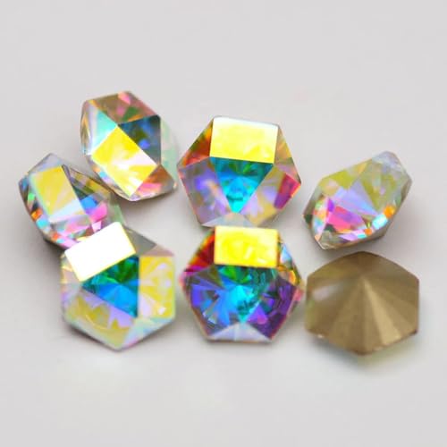 Neu 5A 10 STÜCK Kaleidoskop Sechseck DIY Lose Strasssteine Pointback Nagelkristalle Bunte Glasperlen zur Schmuckherstellung-Kristall AB-6x6,9mm Neu 5A 10 STÜCK Kaleidoskop Sechseck DIY Lose Strasssteine Pointback Nagelkristalle Bunte Glasperlen zur Schmuckherstellung-Kristall AB-6x6,9mm von DEFRTG