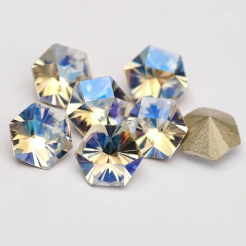 Neu 5A 10 Stück Kaleidoskop-Sechseck DIY lose Strasssteine Pointback Nagelkristalle bunte Glasperlen zur Schmuckherstellung-Mondlicht-9,4 x 10, Neu 5A 10 Stück Kaleidoskop-Sechseck DIY lose Strasssteine Pointback Nagelkristalle bunte Glasperlen zur Schmuckherstellung-Mondlicht-9,4 x 10, von DEFRTG
