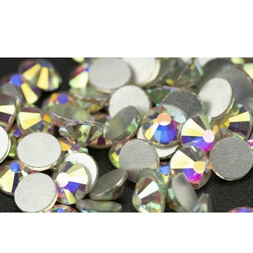 Nicht Hot Fix Flatback Strasssteine und Dekorationen Kristall Nail Art Zubehör Nagelaufkleber Glitzerstein Diamant DIY-055 Crystal AB-SS6 (1440 Stück) von DEFRTG