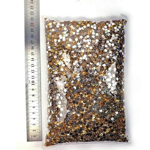 Nicht-Hotfix-Strasssteine aus Kunstharz, flache Rückseite, Kristalle, Strass, Glitzerstein, großes Paket für DIY-Nägel, 13 Topas, 4,0 mm SS16 – 25.000 Stück von DEFRTG