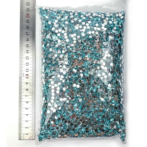 Nicht Hotfix-Strasssteine aus Kunstharz, flache Rückseite, Kristalle, Strass, Glitzerstein, großes Paket für DIY-Nägel, 7 Aquamarin, 3,0 mm SS10 – 50000 Stück von DEFRTG