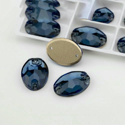 Ovale, mehrfarbige K9-Glas-Strasssteine zum Aufnähen, Kristall-Nähsteine mit flacher Rückseite für DIY-Kleidungsdekorationen – Montana – 13 x 18 mm – 72 Stück von DEFRTG