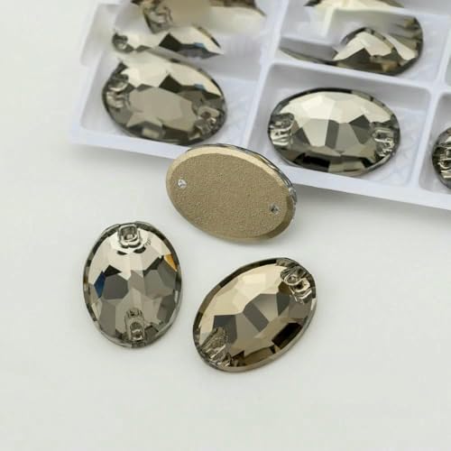 Ovale, mehrfarbige K9-Glas-Strasssteine zum Aufnähen, flache Rückseite, Nähsteine für DIY-Kleidungsdekorationen, Schwarzer Diamant, 10 x 14,0 mm, 108 Stück Ovale, mehrfarbige K9-Glas-Strasssteine zum Aufnähen, flache Rückseite, Nähsteine für DIY-Kleidungsdekorationen, Schwarzer Diamant, 10 x 14,0 mm, 108 Stück von DEFRTG