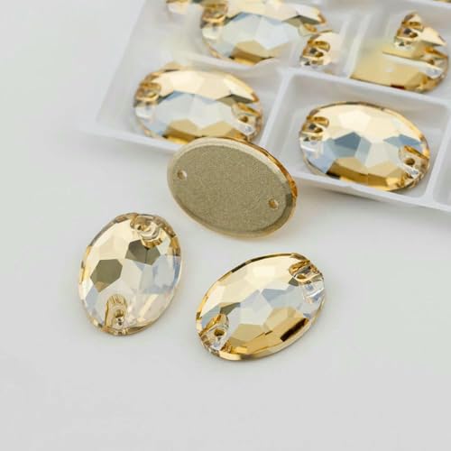 Ovale, mehrfarbige K9-Glas-Strasssteine zum Aufnähen, flache Rückseite, Nähsteine für DIY-Kleidungsdekorationen – Golden Shadow – 10 x 14,0 mm – 36 Stück Ovale, mehrfarbige K9-Glas-Strasssteine zum Aufnähen, flache Rückseite, Nähsteine für DIY-Kleidungsdekorationen – Golden Shadow – 10 x 14,0 mm – 36 Stück von DEFRTG