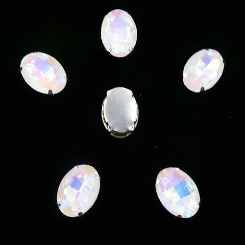 Ovale Form, silberne Krallenfassungen, 20 Stück/P, Regenbogen- und Gelee-AB-Farben, Glaskristall, 10 x 14,0 mm, 13 x 18 mm, Strass-Applikation zum Aufnähen, DIY-A18, Weiß AB, 13 x 18 mm, 20 Stück Ovale Form, silberne Krallenfassungen, 20 Stück/P, Regenbogen- und Gelee-AB-Farben, Glaskristall, 10 x 14,0 mm, 13 x 18 mm, Strass-Applikation zum Aufnähen, DIY-A18, Weiß AB, 13 x 18 mm, 20 Stück von DEFRTG