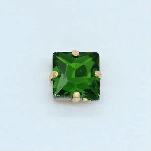 Quadratischer Glasstein zum Aufnähen in allen Größen, flache Rückseite, Kristall-Strasssteine, Kupferfassung, Verzierung für Hochzeitskleid, grasgrün, 12 mm, 9 Stück Quadratischer Glasstein zum Aufnähen in allen Größen, flache Rückseite, Kristall-Strasssteine, Kupferfassung, Verzierung für Hochzeitskleid, grasgrün, 12 mm, 9 Stück von DEFRTG