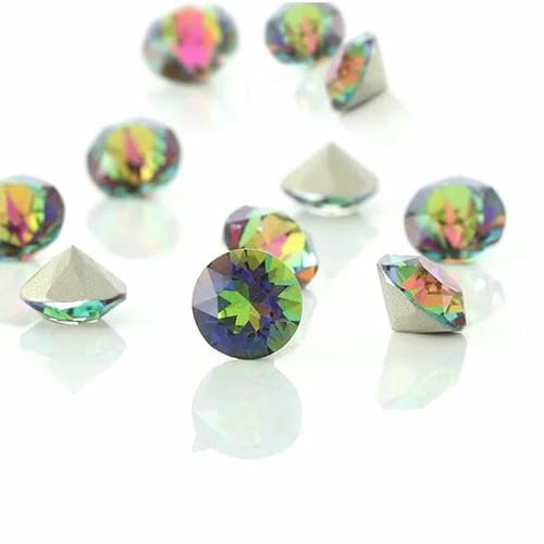 Runde Strasssteine, Diamant-Glaskristalle, Glitzer, 3/4/5/6/7/8/10 mm, Dekoration, spitze Schmuckherstellung, zum Aufkleben auf Nägel, DIY-Zubehör – Vitrail Medium – 7 mm, 10 Stück von DEFRTG
