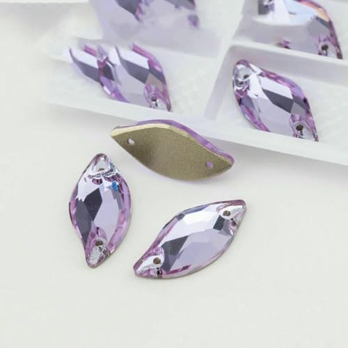 S122 Violett AAAAA K9 Glas-Strasssteine zum Aufnähen, Kristall, Nähen, flache Rückseite, Steine zum Basteln, Kleidung, Hochzeitskleid, Blatt, 10 x 20 mm, 24 Stück, Violett S122 Violett AAAAA K9 Glas-Strasssteine zum Aufnähen, Kristall, Nähen, flache Rückseite, Steine zum Basteln, Kleidung, Hochzeitskleid, Blatt, 10 x 20 mm, 24 Stück, Violett von DEFRTG