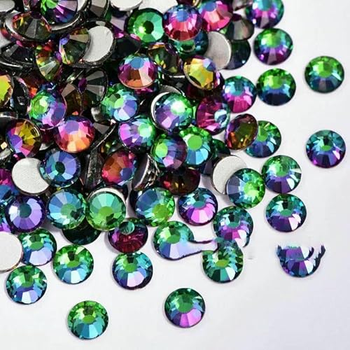 SS3-SS30 Glitzerkristall, nicht Hotfix-Strasssteine, Strass zum Nähen von Kleidungsstücken, Diamant-Nagelkunst, für DIY-Nagel-Charms, vulkanisch grün, SS8 – 1440 Stück von DEFRTG