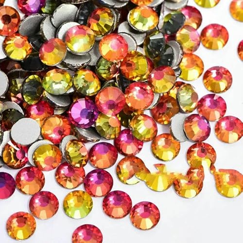 SS3-SS30 Glitzerkristall, nicht Hotfix-Strasssteine, Strass zum Nähen von Kleidungsstücken, Diamant-Nagelkunst, für DIY-Nagel-Charms, vulkanrot, gemischte Größe, 1440 Stück von DEFRTG
