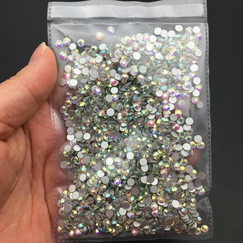 SS3-SS40 Glaskristall AAAAA runder Strass AB klar Nicht Hotfix Flatback Strasssteine für Nägel 3D Nail Art Edelsteine-Kristall AB-SS16 1440 STÜCK von DEFRTG