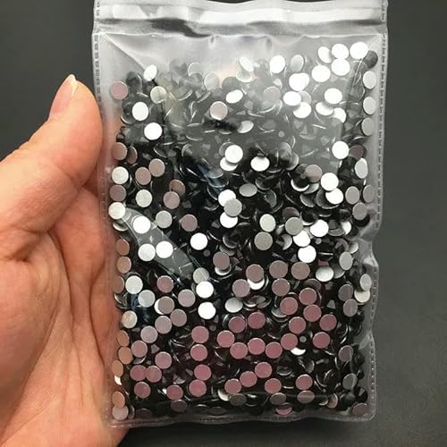 SS3-SS40 Glaskristall AAAAA runder Strass AB klar Nicht Hotfix Flatback Strasssteine für Nägel 3D Nail Art Edelsteine-Schwarz-SS40 144 STÜCK von DEFRTG