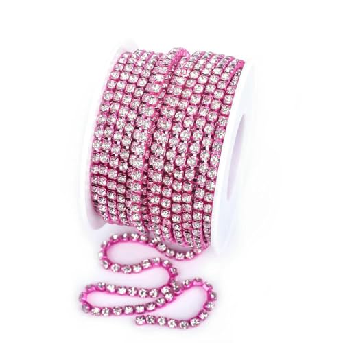 SS4.5-SS18 (1,5 mm-4,5 mm) Silber/Gold Rot AB Basis Kristall Dichte Strasskette Bekleidung Nähen Glas Strass Cup Kette-Rosenkristall-SS12 (3,0 mm)-10 Yards Rolle von DEFRTG