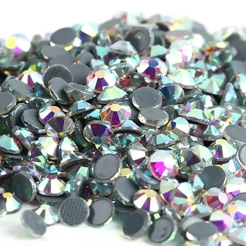 SS6, SS10, SS16, SS20, SS30 Jet Hematite Aufbügel-Strasssteine/Hotfix-Kristall-Strasssteine, Strasssteine zum Nähen und für Stoffbekleidung, Kristall AB, SS3, 1440 Stück von DEFRTG