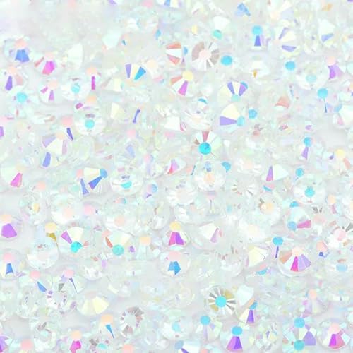 SS6 SS10 SS12 SS16 SS20 SS30 Flache Rückseite, Glas-Strasssteine, klarer Kristall, AB, Nagel-Strass, kein Hotfix-Stein, DIY-Bastelarbeiten, 48 Transparent AB-SS30, 20 g, 2880 Stück von DEFRTG
